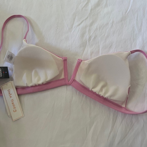 Hula Honey Soft Pink Shell Trim Tie Back Swimsuit Top - Picture 5 of 5